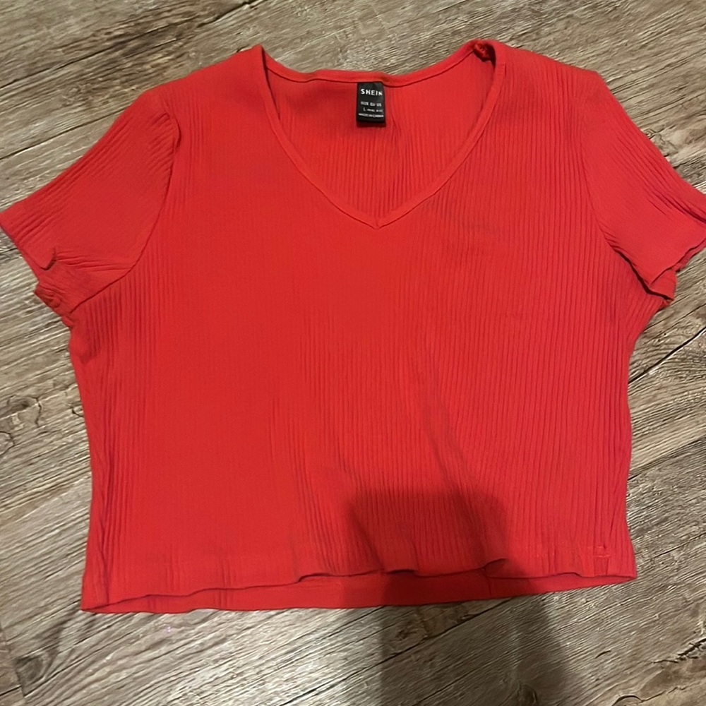 Red V-Neck Crop Top
